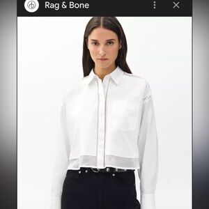 Rag & Bone. White cotton& organza blouse